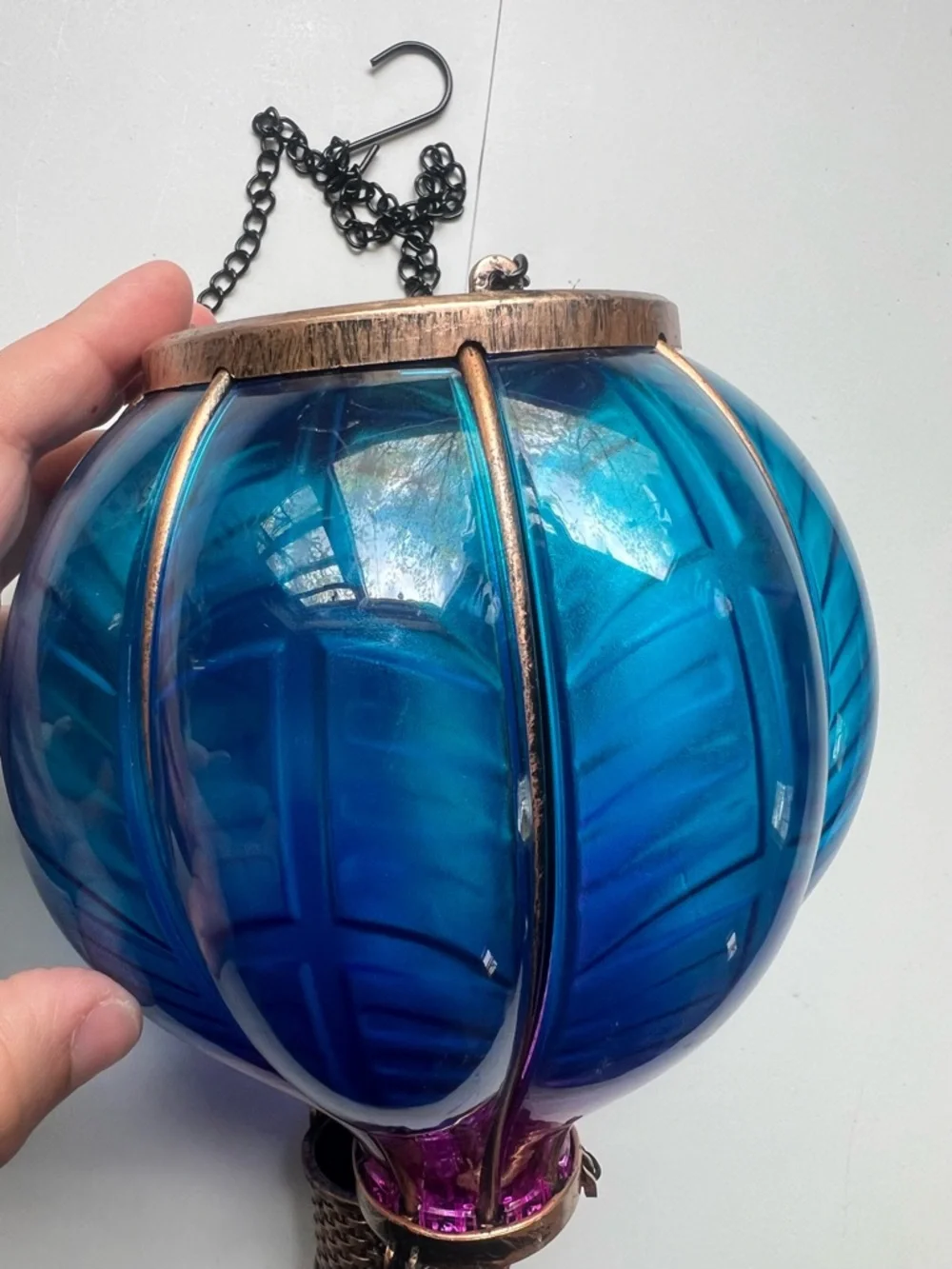 Hanging Hot Air Balloon plastic Lantern - Blue & Pink
